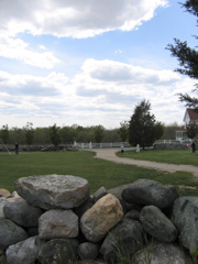 looking over wall towards front yard